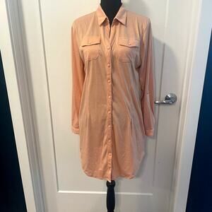 White Mark women's dress button down peach orange roll up sleeves collared Large
